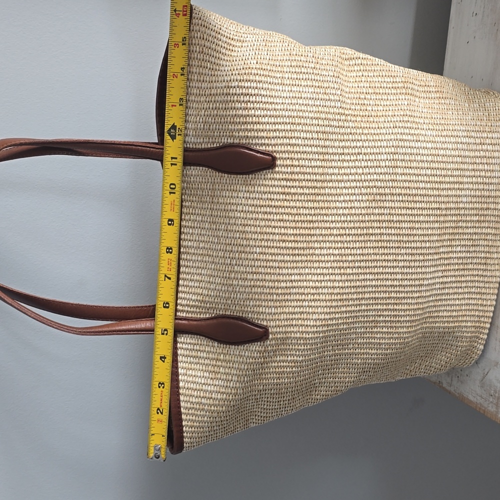 Madewell The Leather-Trimmed Straw Tote In Rustic Twig Multi - Picture 15 of 15